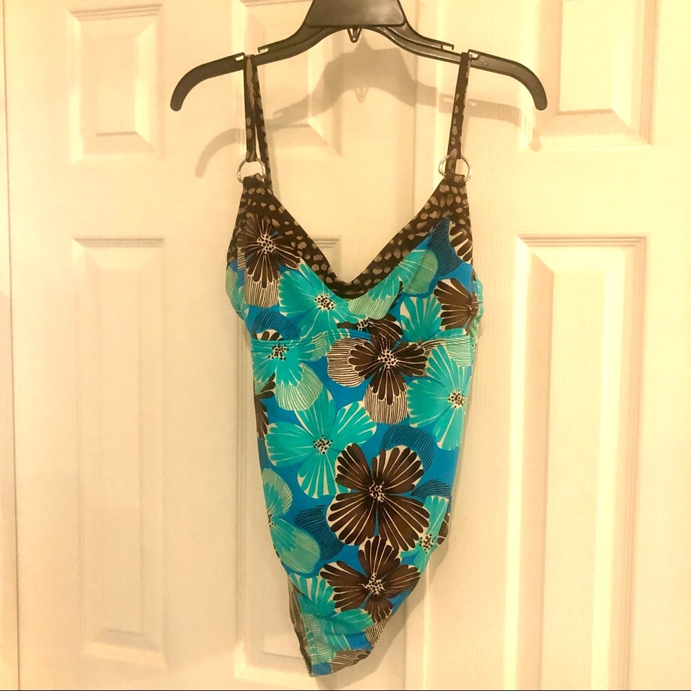 Leilani One Piece Swim Suit Tropical Floral Sz 12